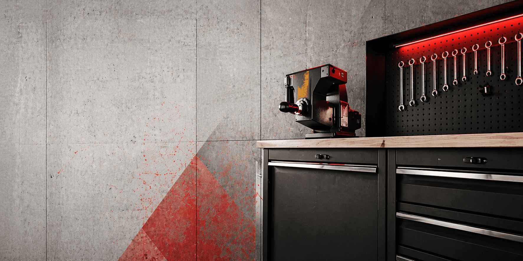 Werkbank und Werkzeugwand — WVR-Werkstatteinrichtung